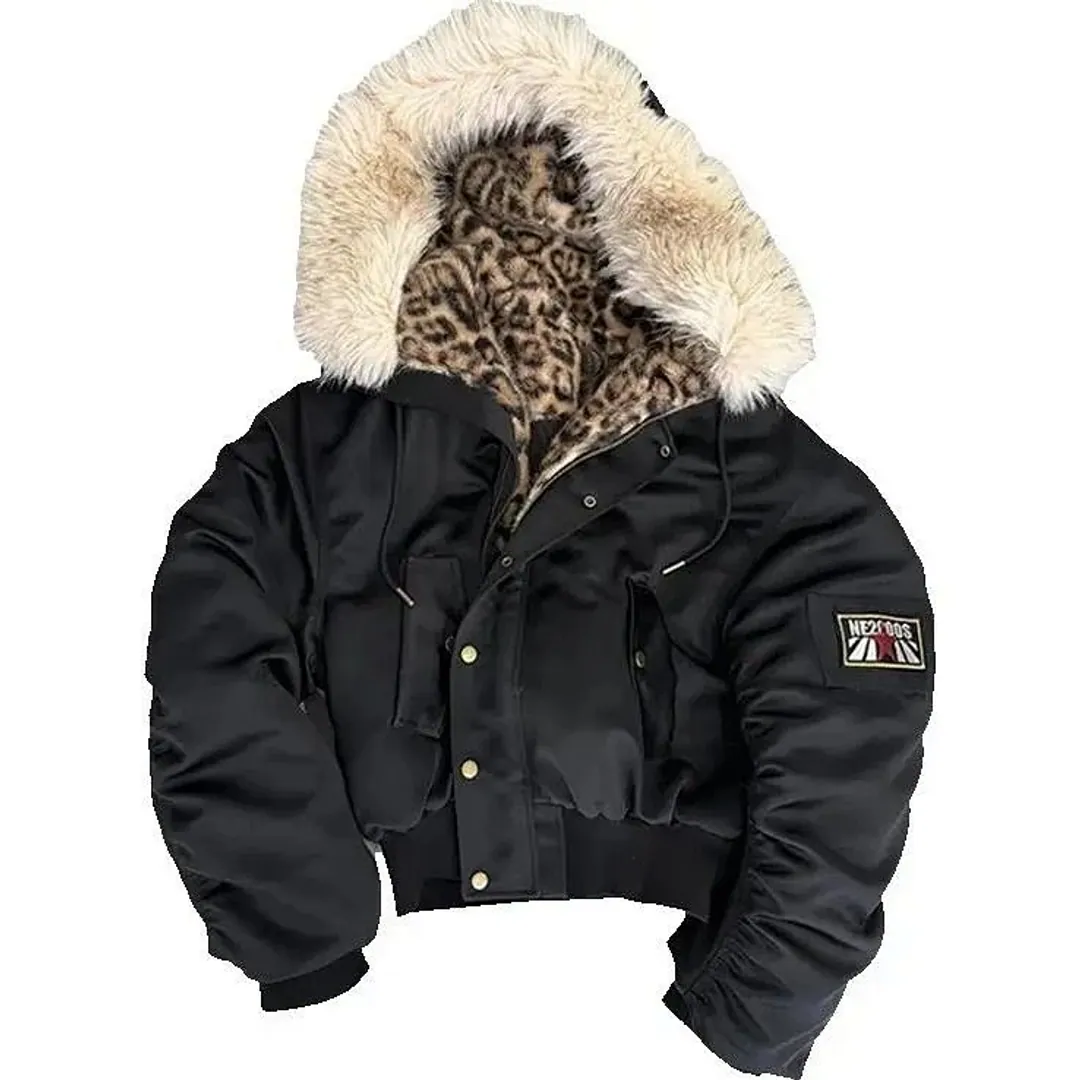 No E Mosen Leopard fur jacket