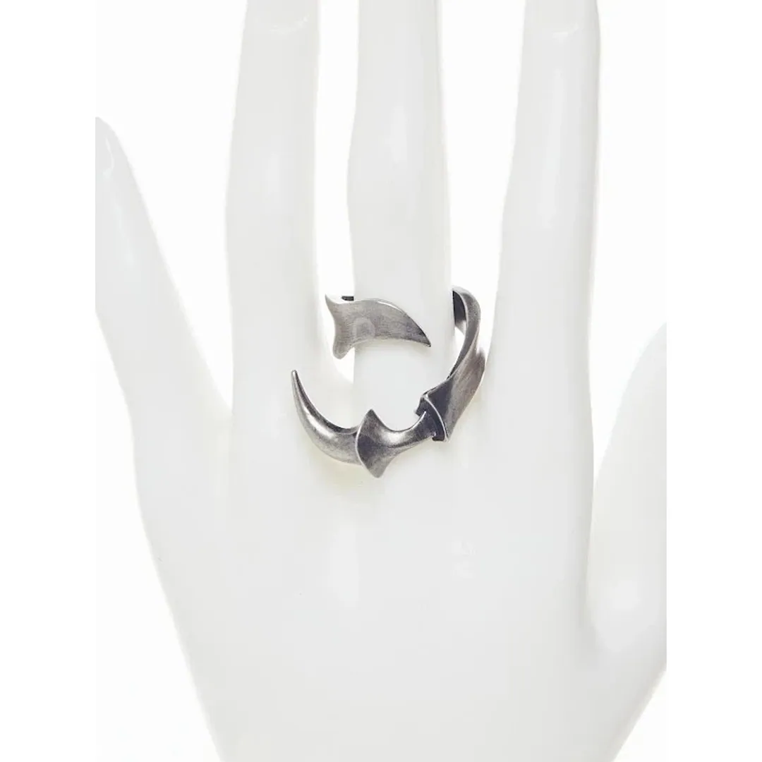 Iiimiii Black Painting Iii Series Dark Fancy Claw Hook Metal Patchwork Special-Shaped Ring
