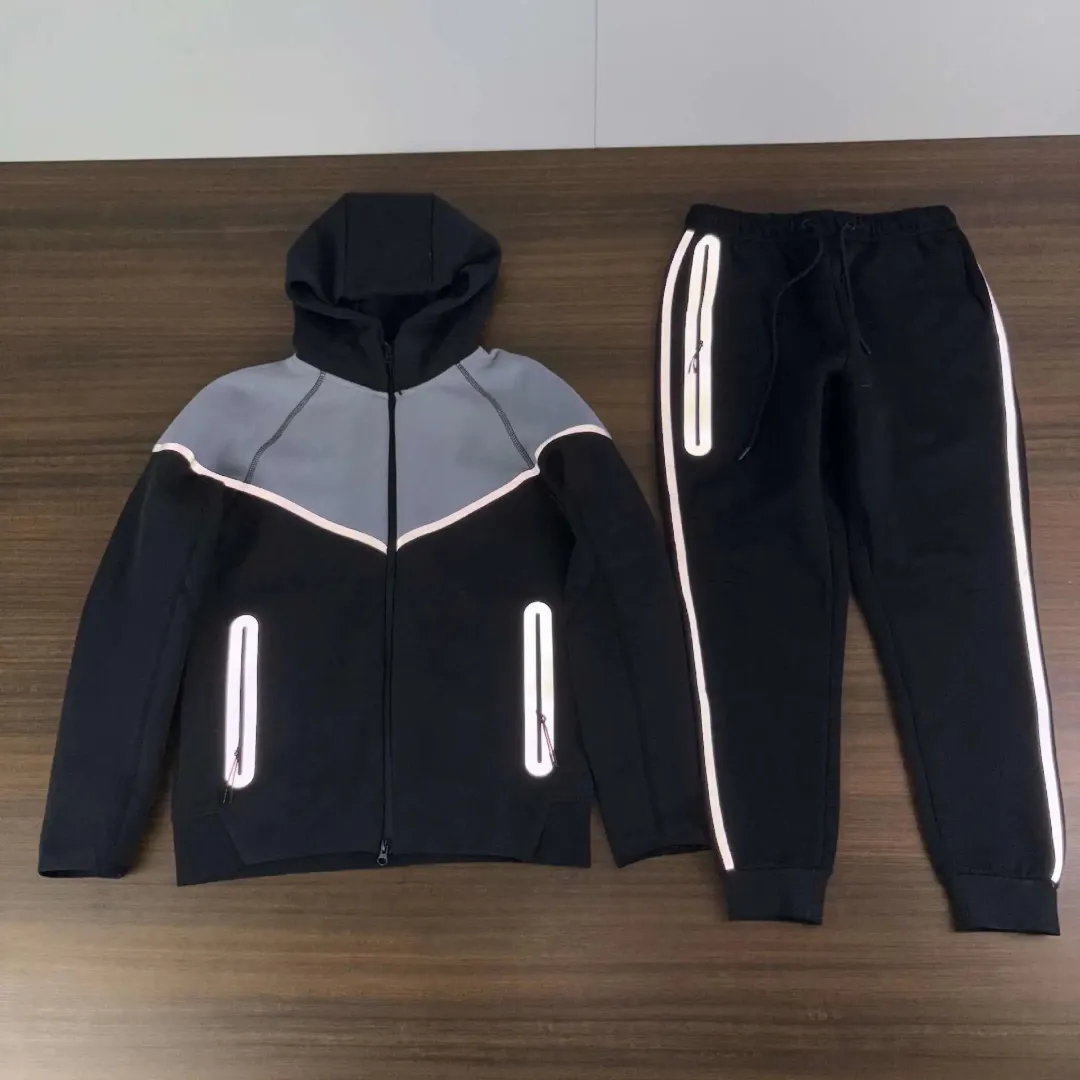 Nike Reflective Stripe Zip Hoodie Tracksuit Set