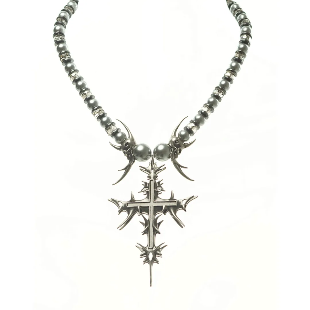 Iiimiii Black Painting Ii Series Dark Fancy Beaded Necklace
