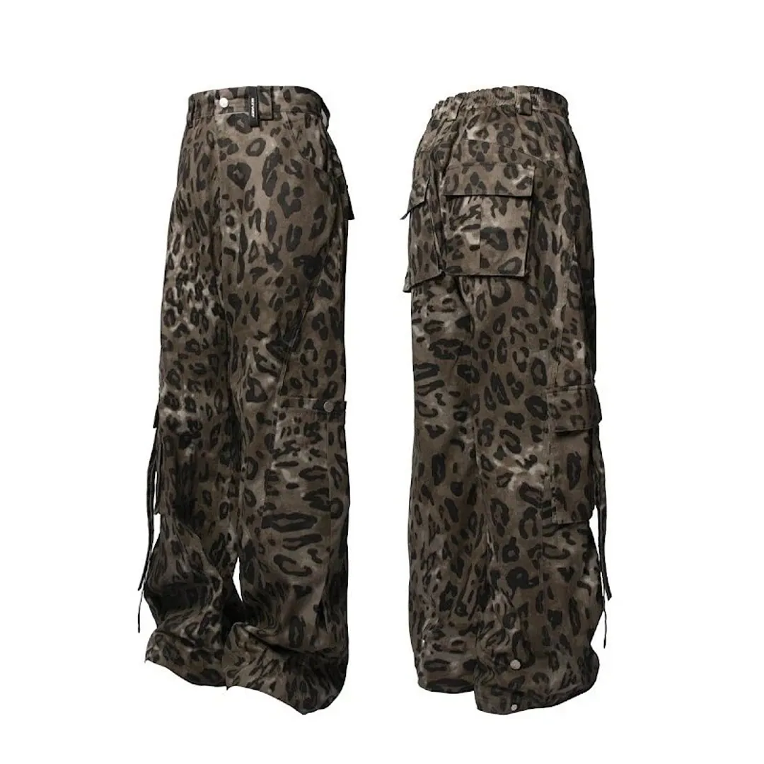 WITHOUT ME LEOPARD PRINTBAGGY PANTS