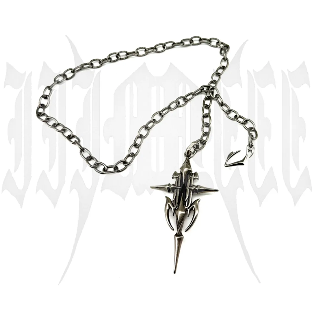 Iiimiii Erosion Metal Series Dark Gem Cross Necklace Single Chain Clavicle Chain