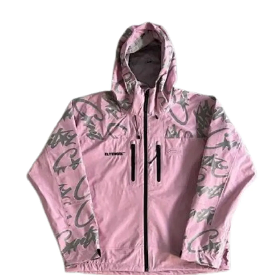 Corteiz Pink Windbreaker with Monogram on Sleeves