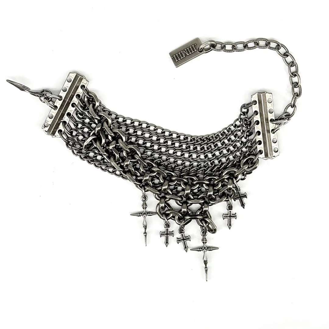 Iiimiii Erosion Metal Series Dark Cross Chain Bracelet