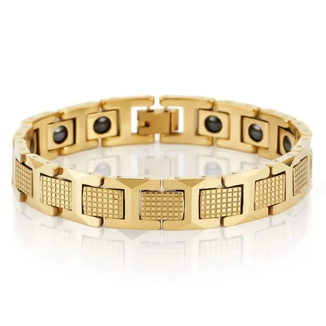 Men's Gold Titanium Steel Magnetic Therapy Bracelet