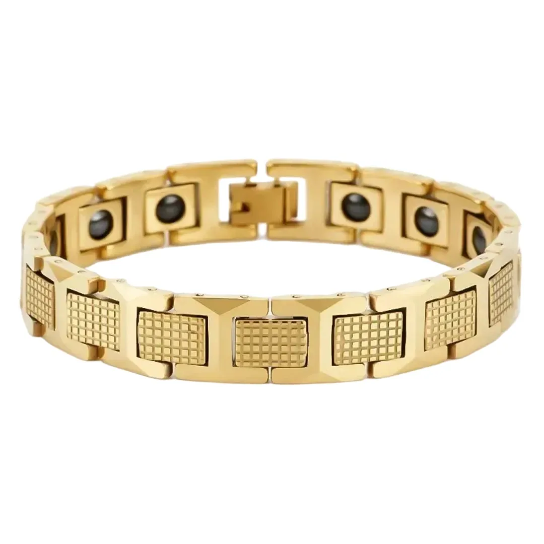 Men's Gold Titanium Steel Magnetic Therapy Bracelet