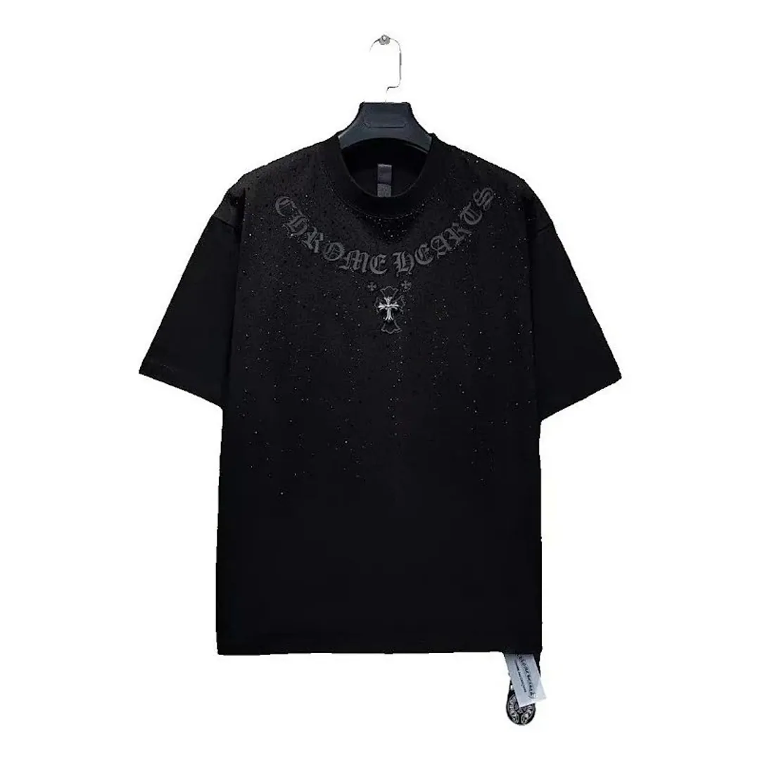 Chrome Hearts Shiny Tee with rhinestones
