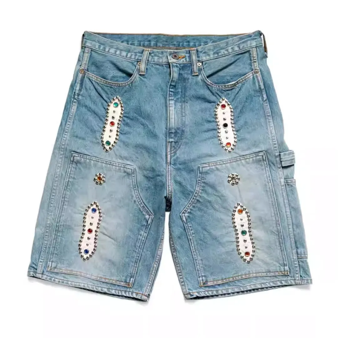 Gem studded denim shorts