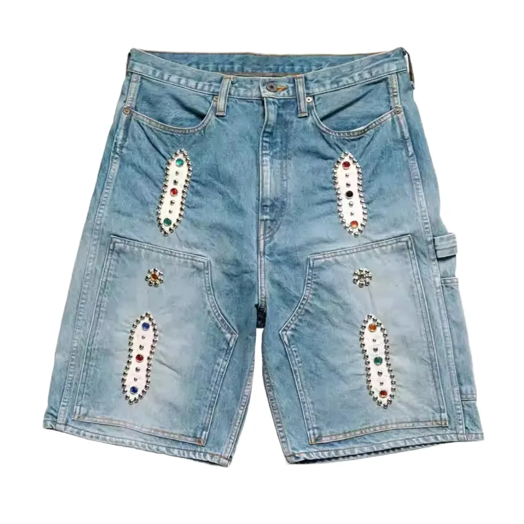 Gem studded denim shorts