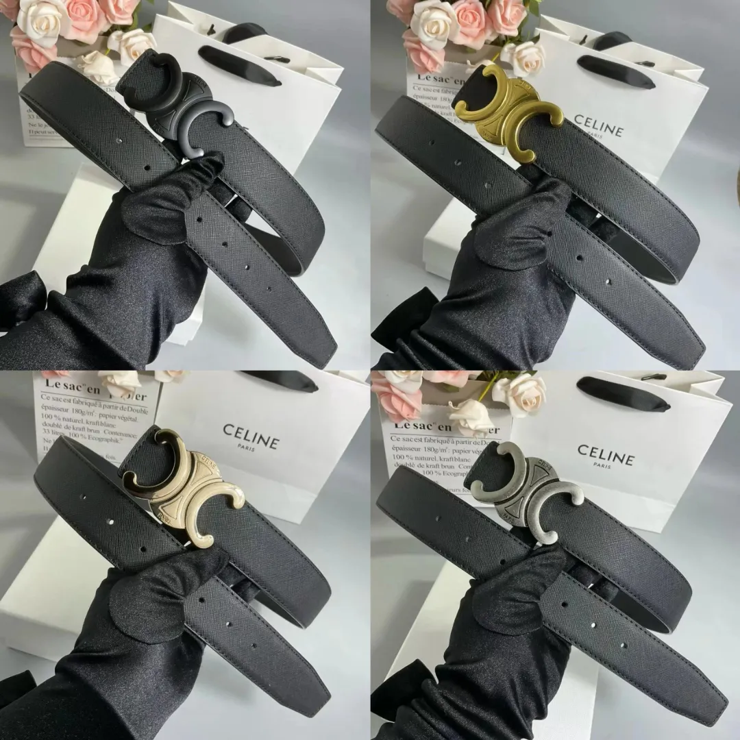 Celine Triomphe Buckle Leather Belt