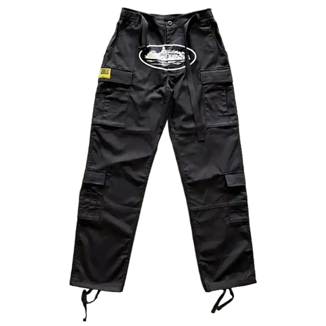 Corteiz classic cargo black whitelogo pant
