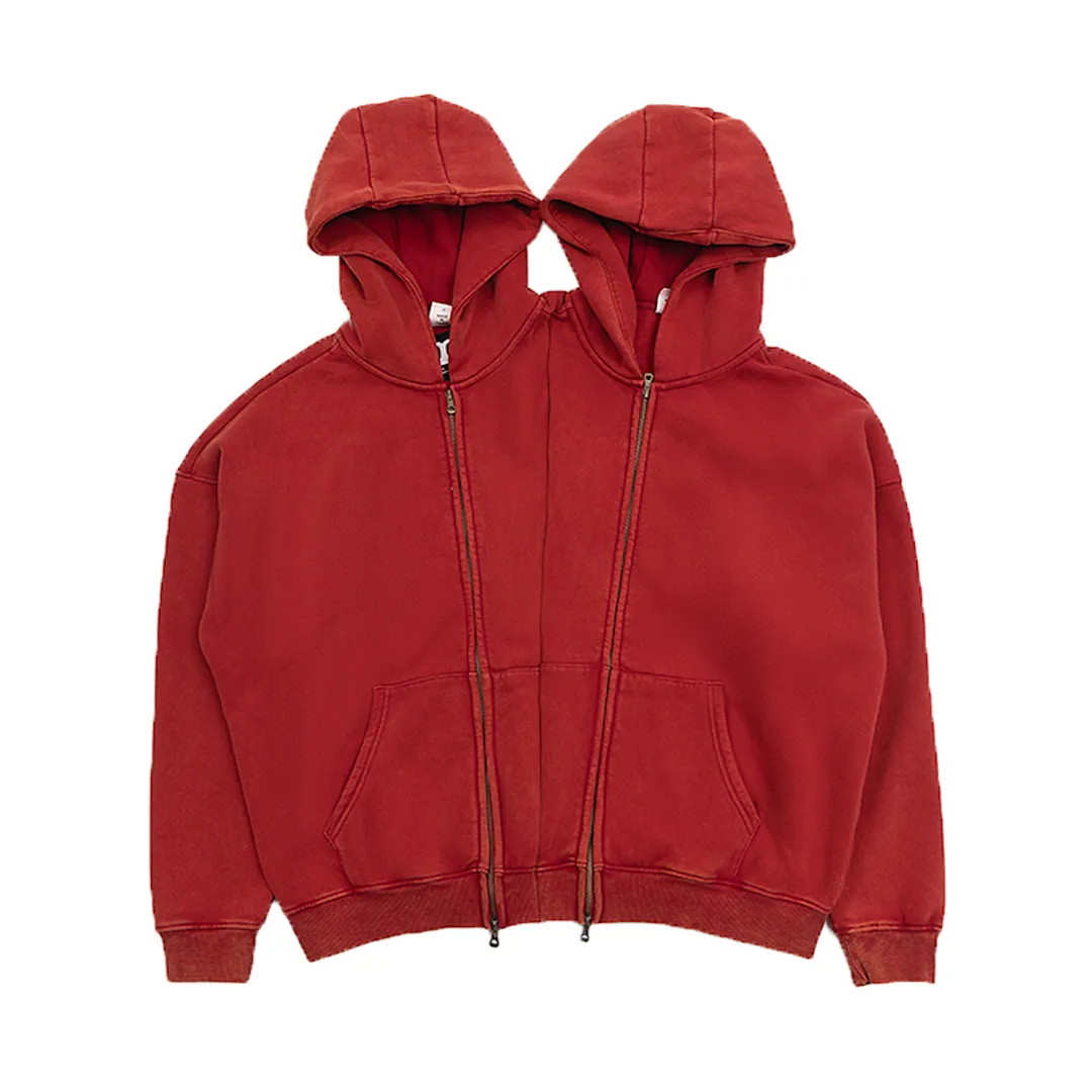Nothingnessworld 23Aw ""Confusion"" Series Double Hood Distressed zip-up
