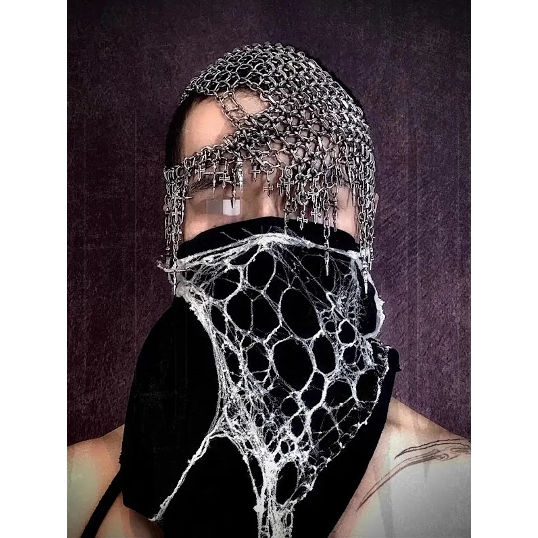 Iiimiii Erosion Metal Series Dark Cross Asymmetrical Head Chain