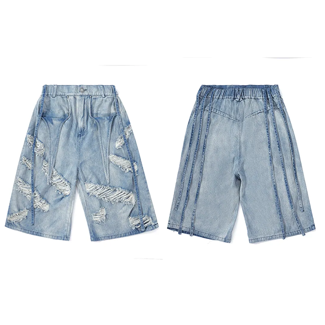 DND4DES mega distressed denim shorts