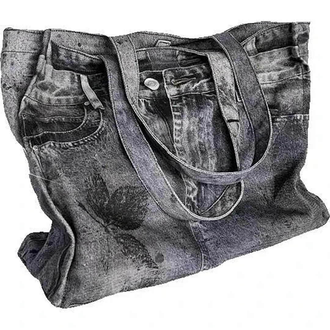 Wanna Lab Distressed large denim tote bag (2 colorways)