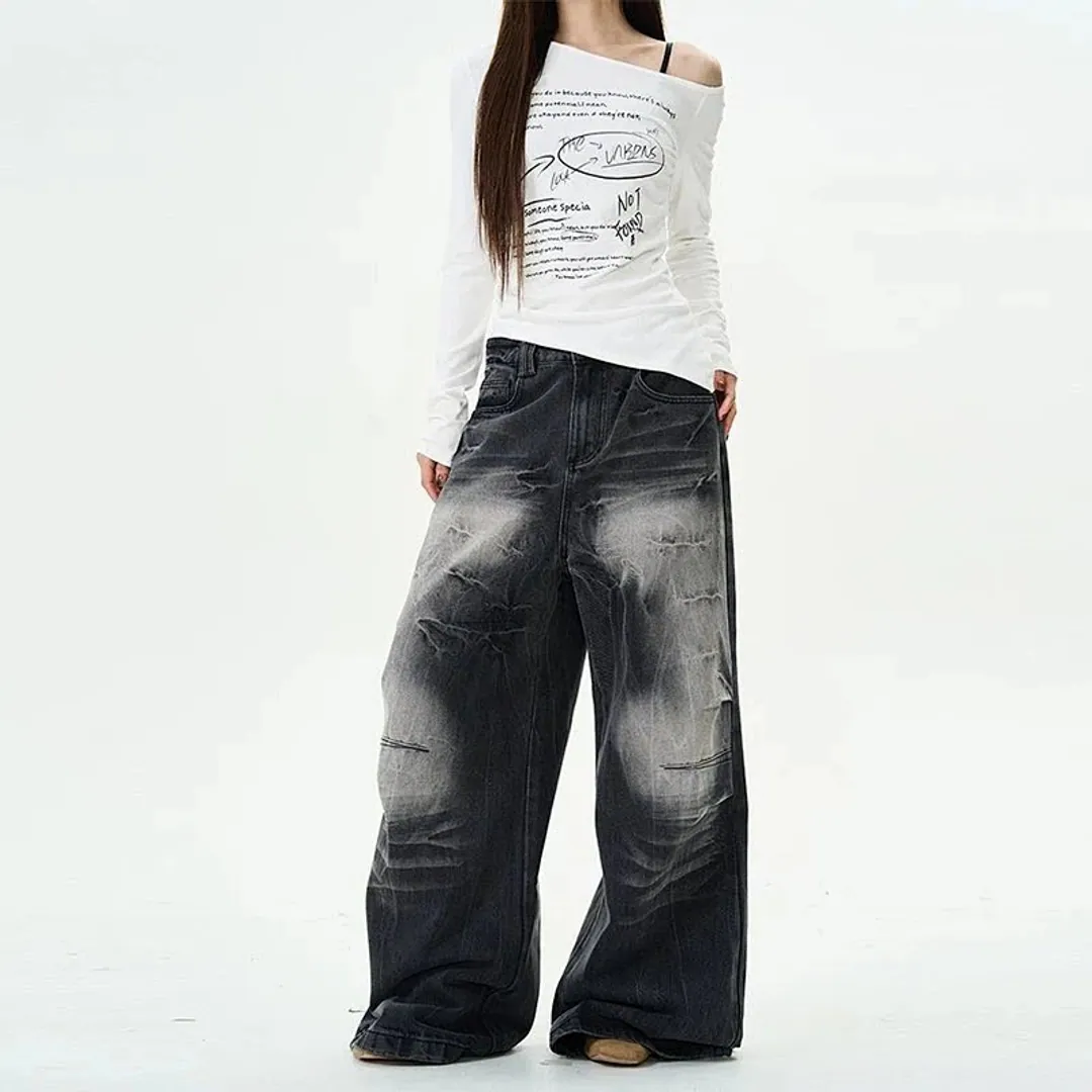 WLNEXT Shock acid washed denim