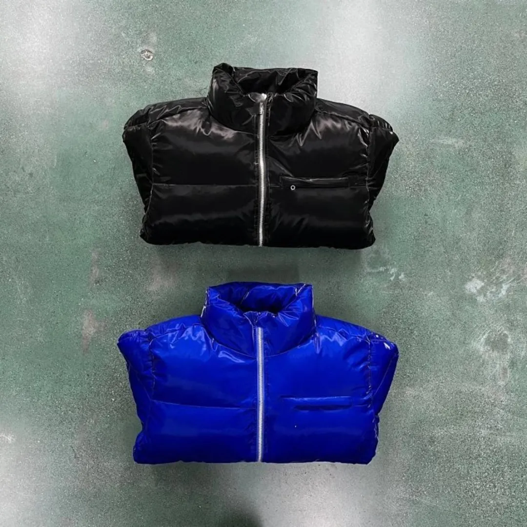 Glossy Short Stand Collar Cotton Vest