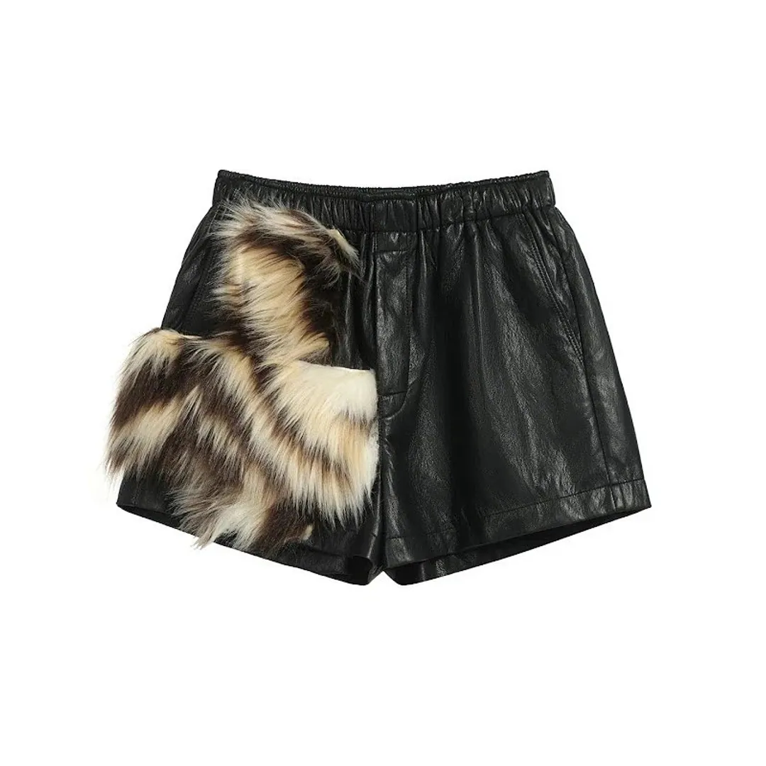 Nothingnessworld W1/Branch Series Tiger Print Leather shorts