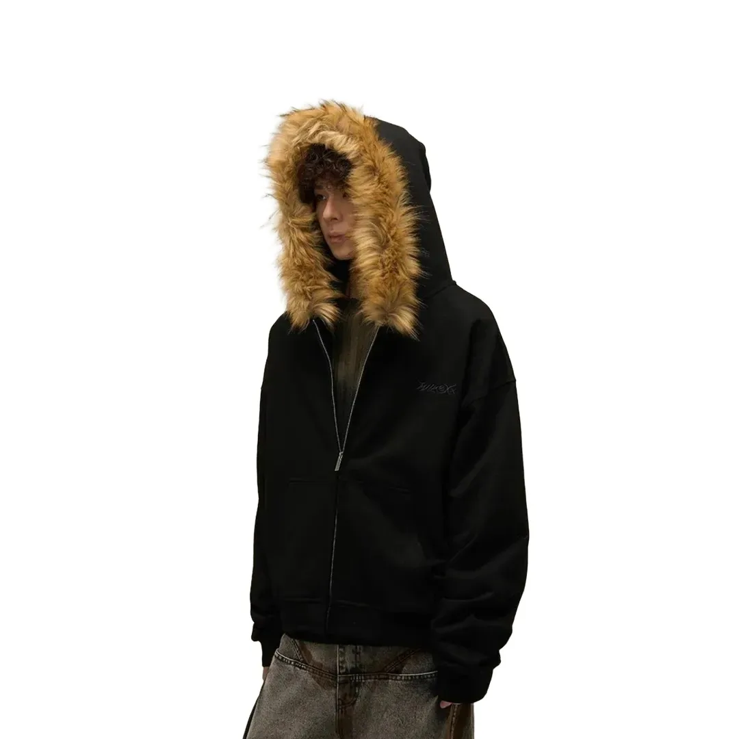 Corteiz fur trim zip hoodie