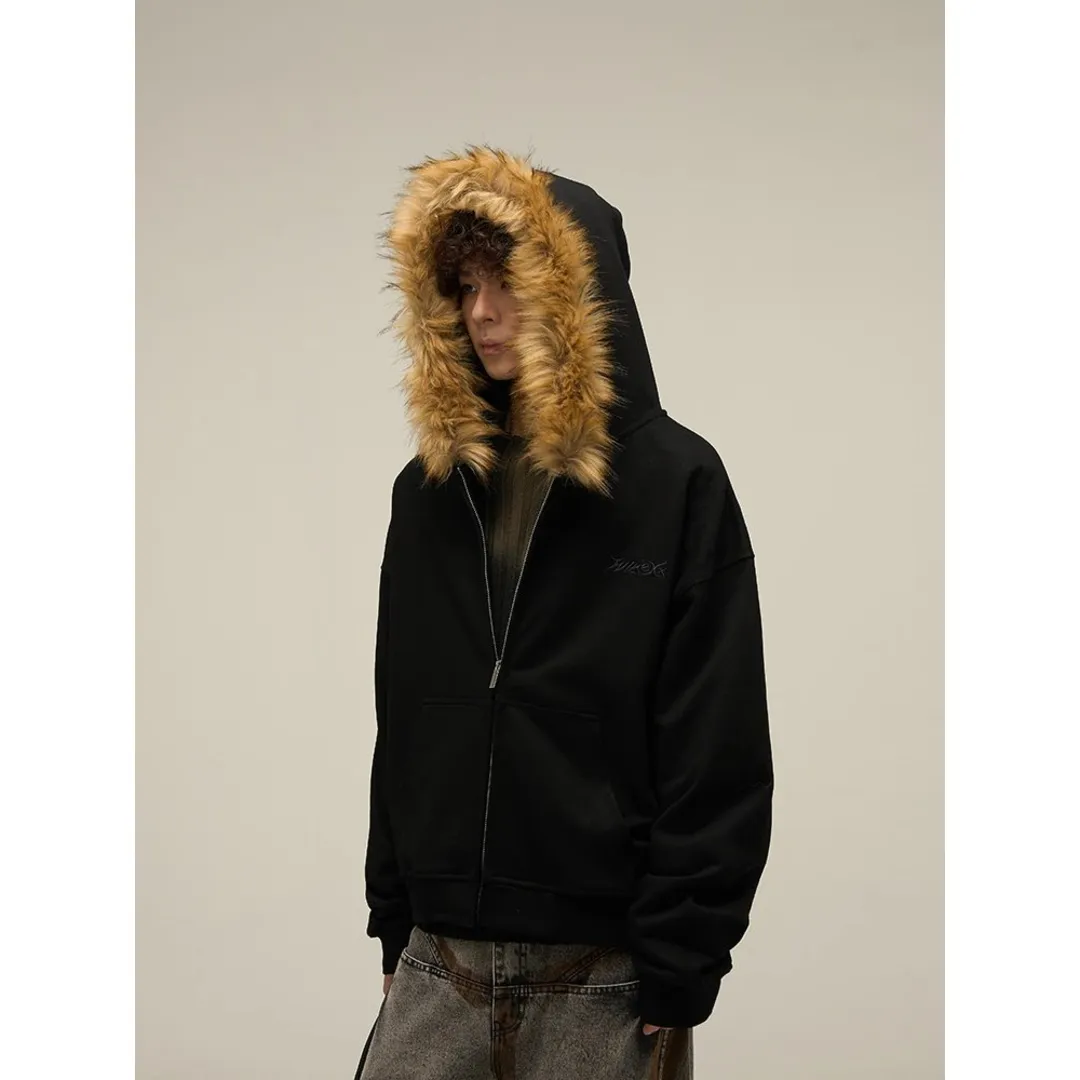 Corteiz fur trim zip hoodie