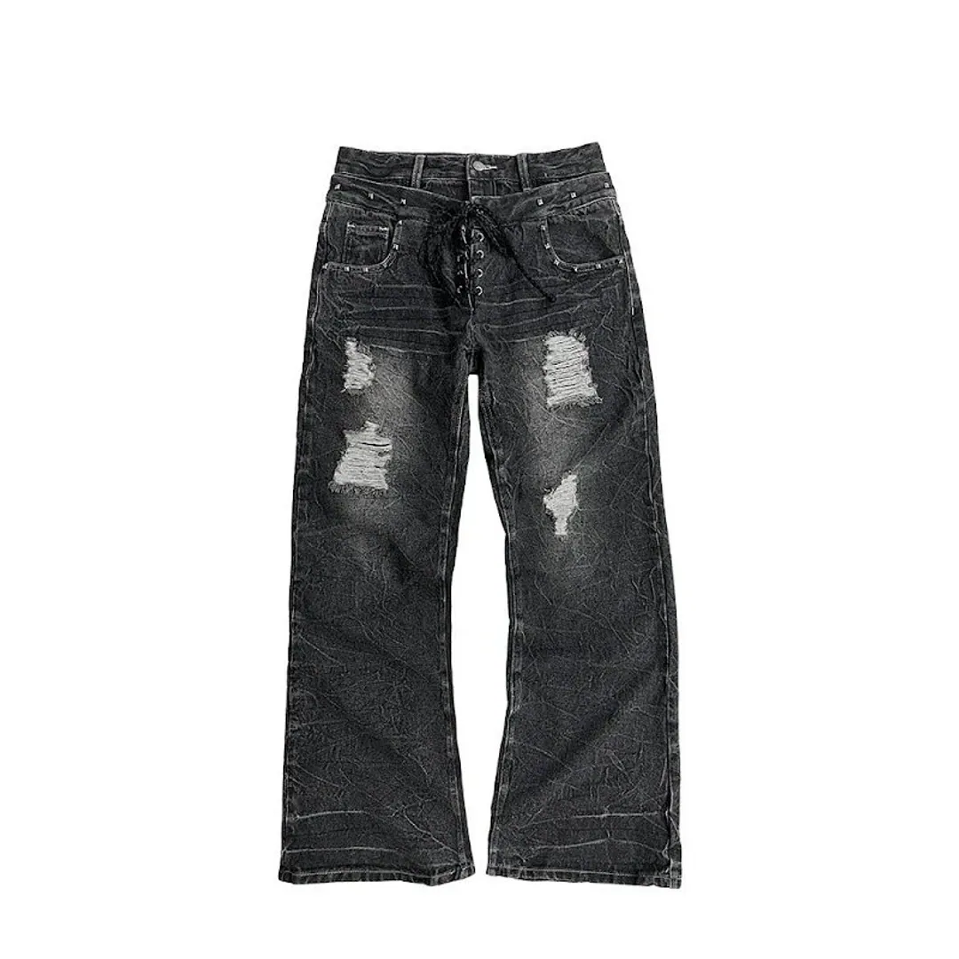 4AM Studio Washed and distressed black denim (2 styles)