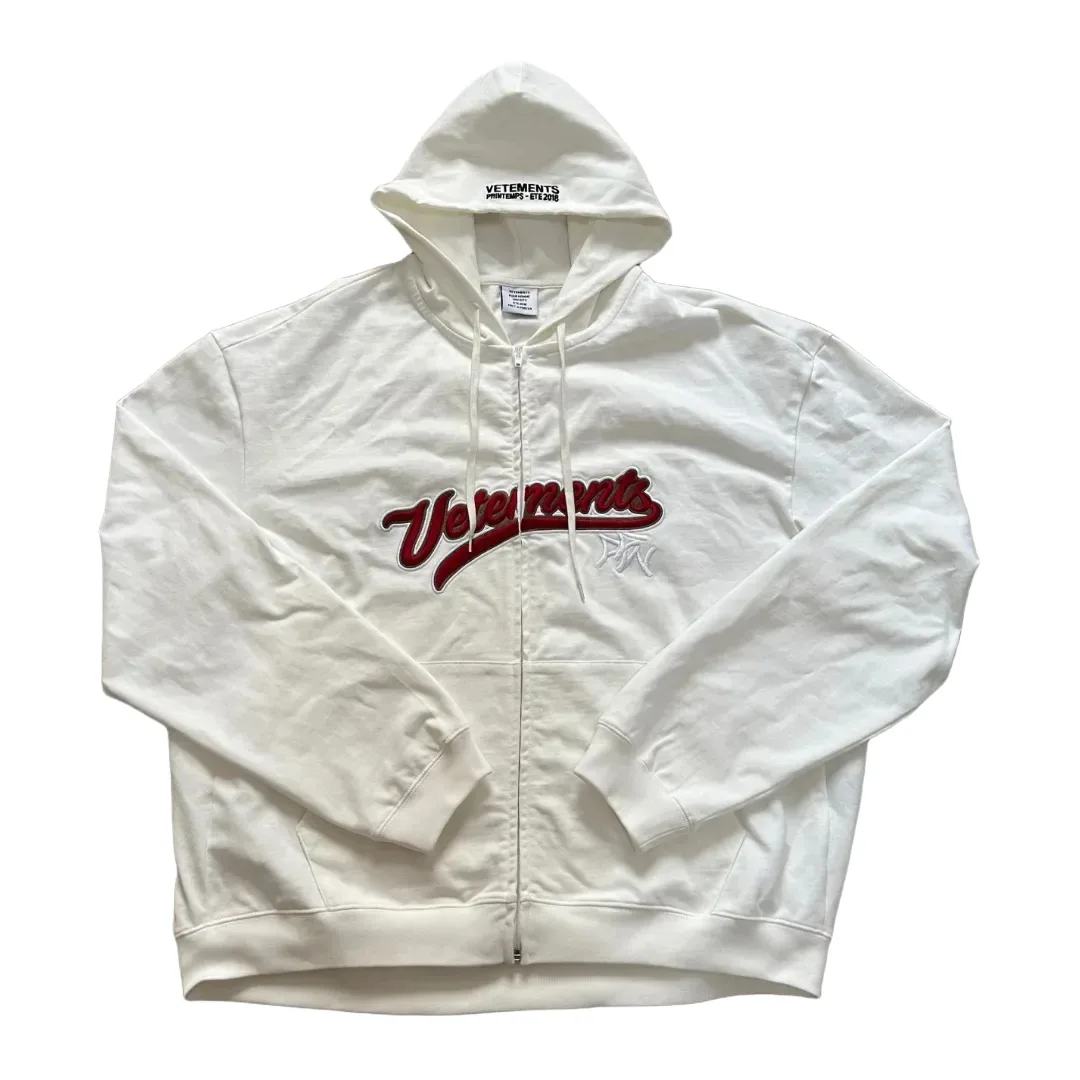 Vetements Bro Baseball Embroidered Logo Zip Hoodie