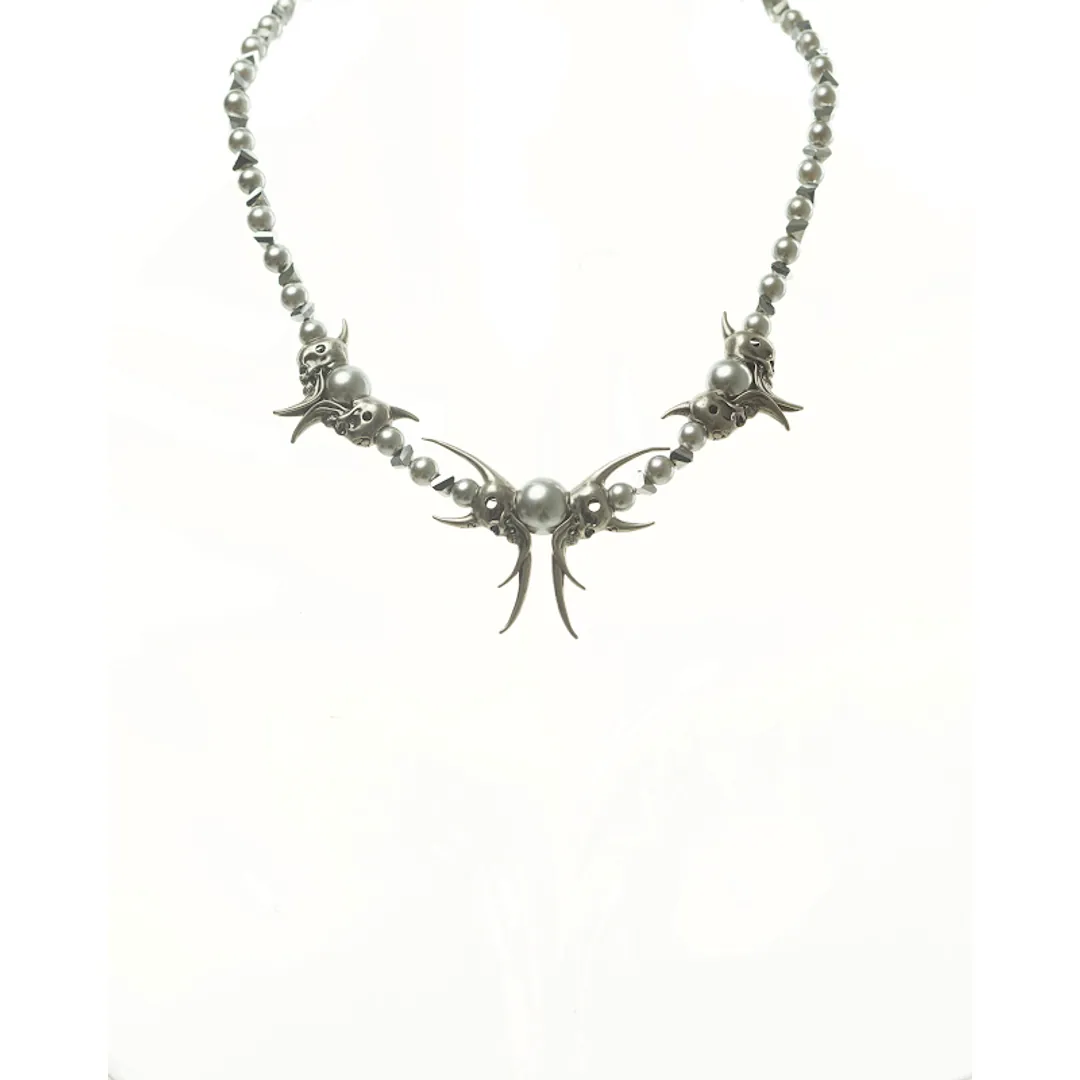 Iiimiii Black Painting II Series Dark Fancy Beaded Necklace