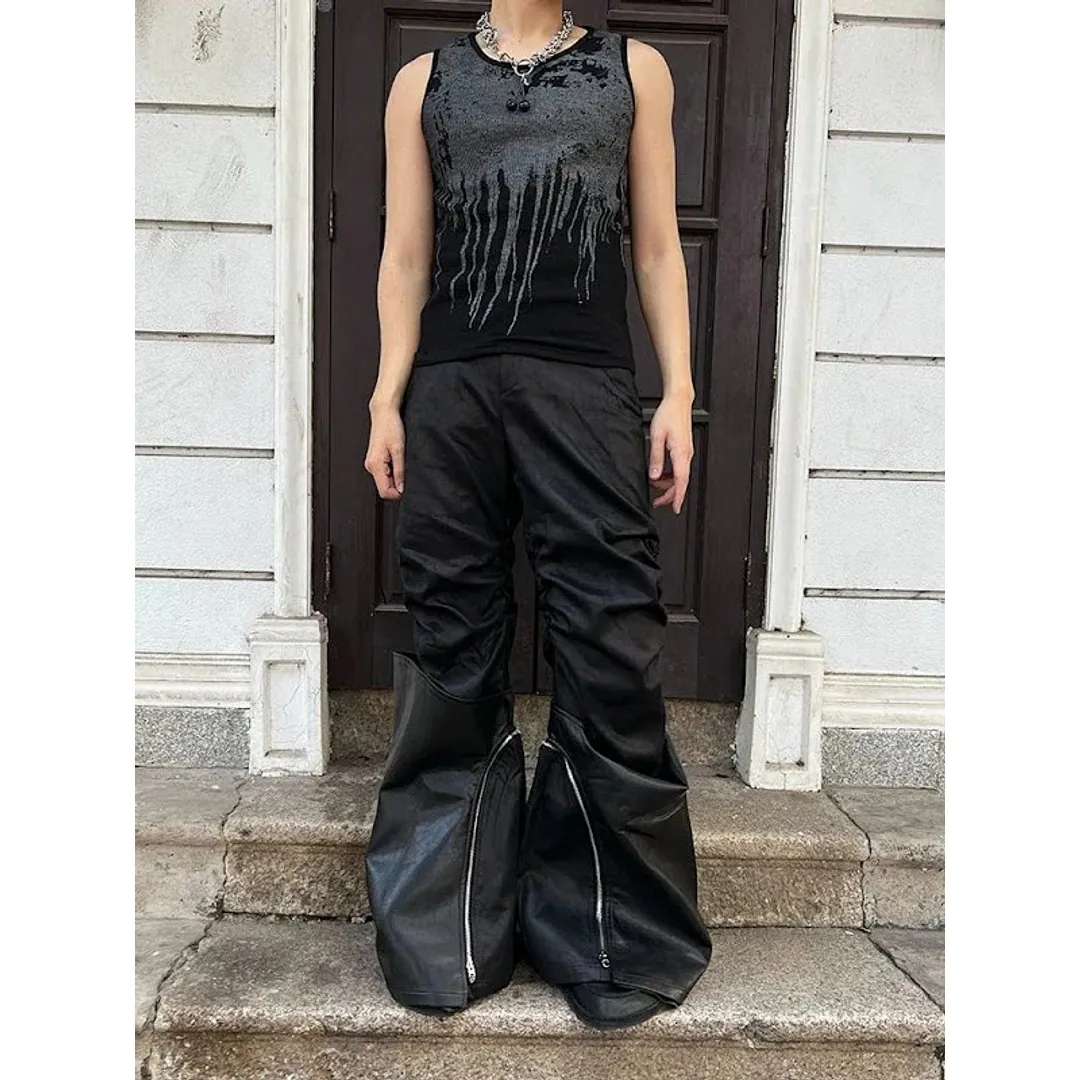 IHF LAYERED LEATHER PANTS