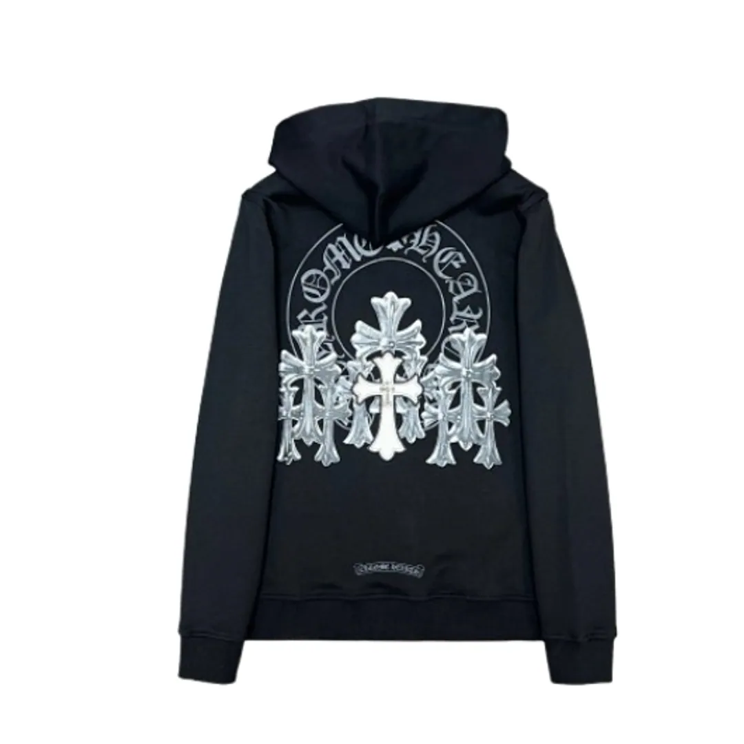 Chrome Hearts Black Hoodie with huge crosses on back