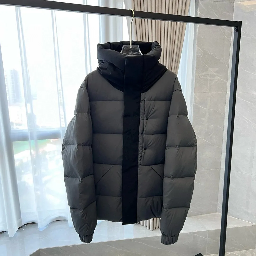 High-neck scarf-style short down jacket
