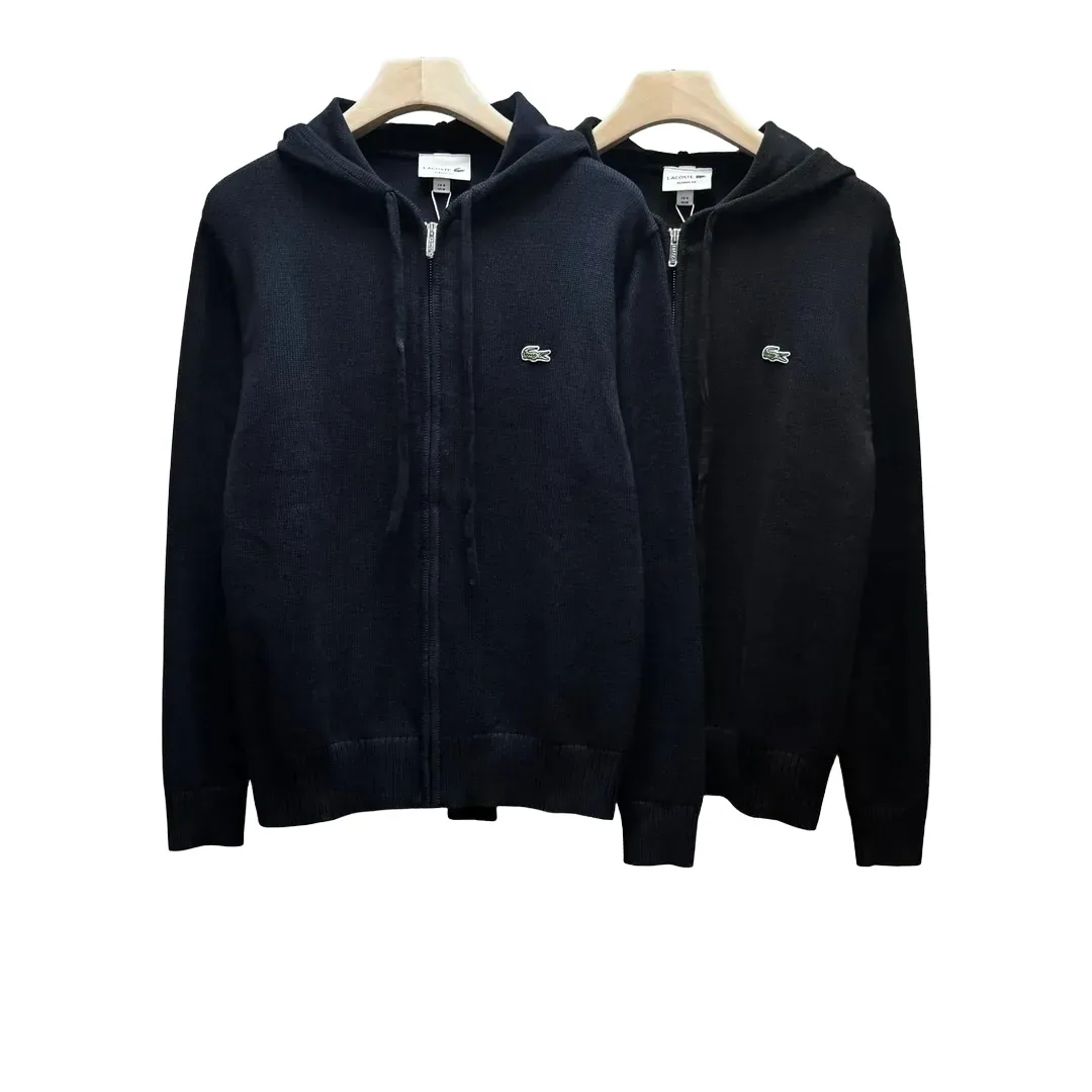 Lacoste Full-Zip Hooded Knit Cardigan