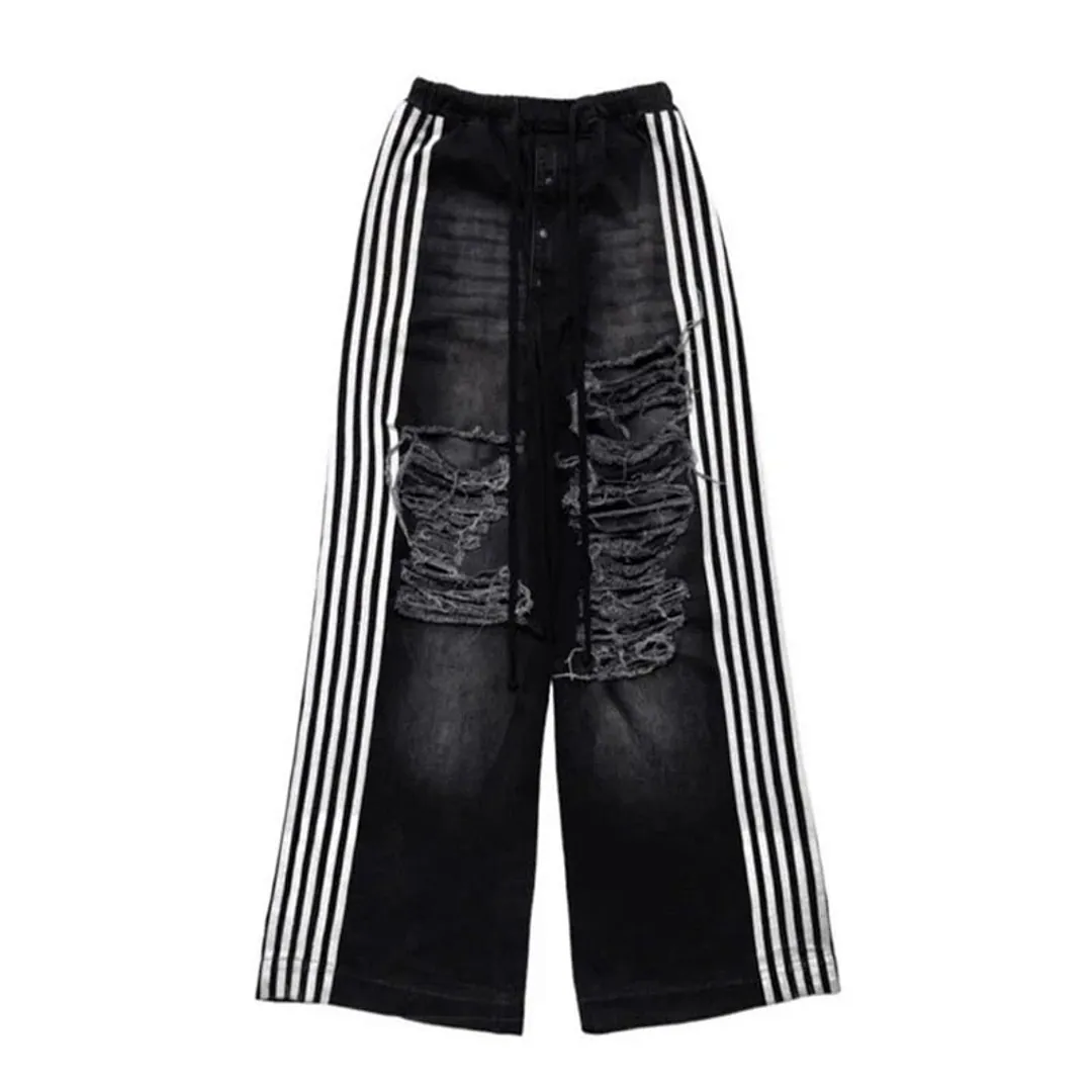 YORI SPORT DISTRESSED DENIM STRIPPED