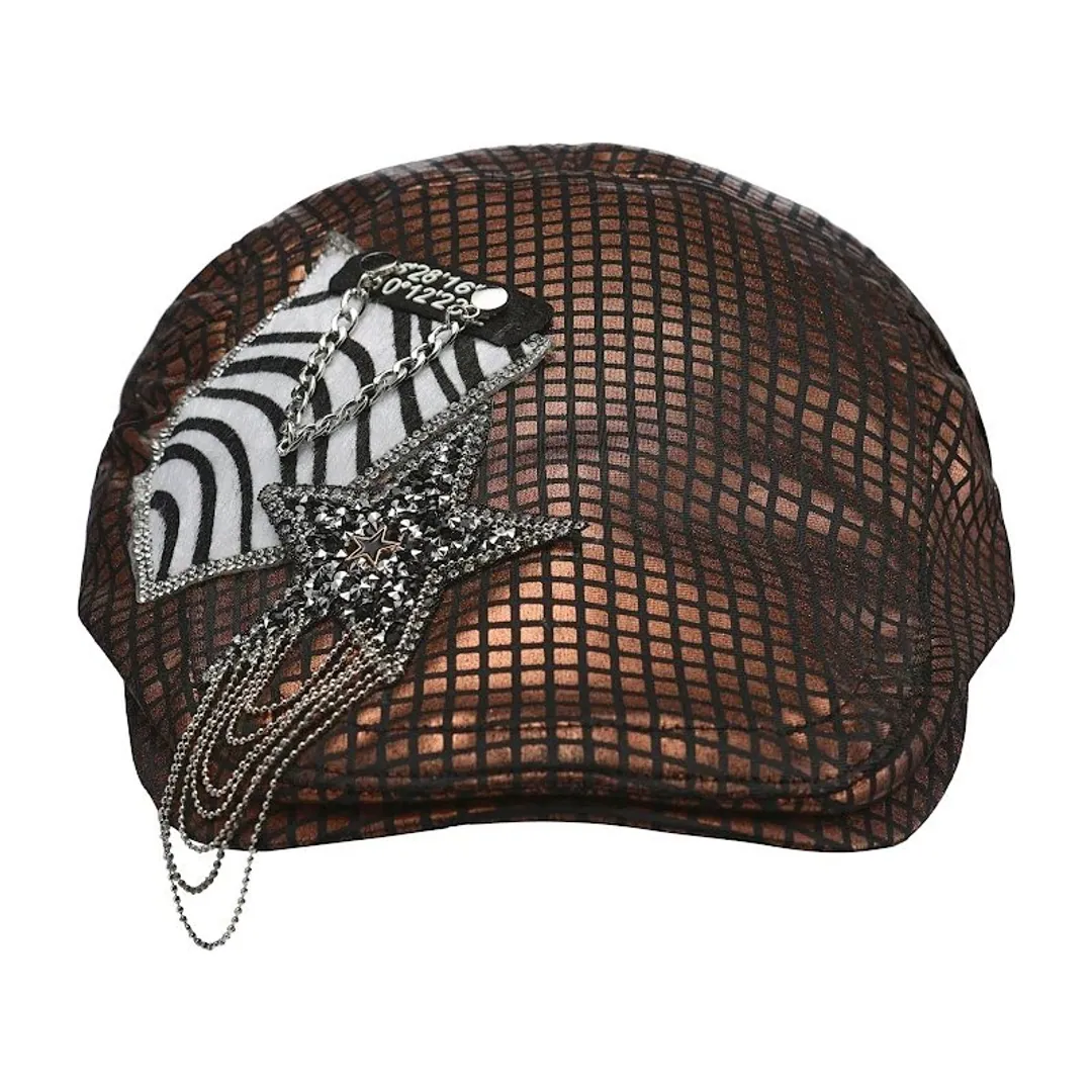 OoopsOnline patchwork exotic leather cap
