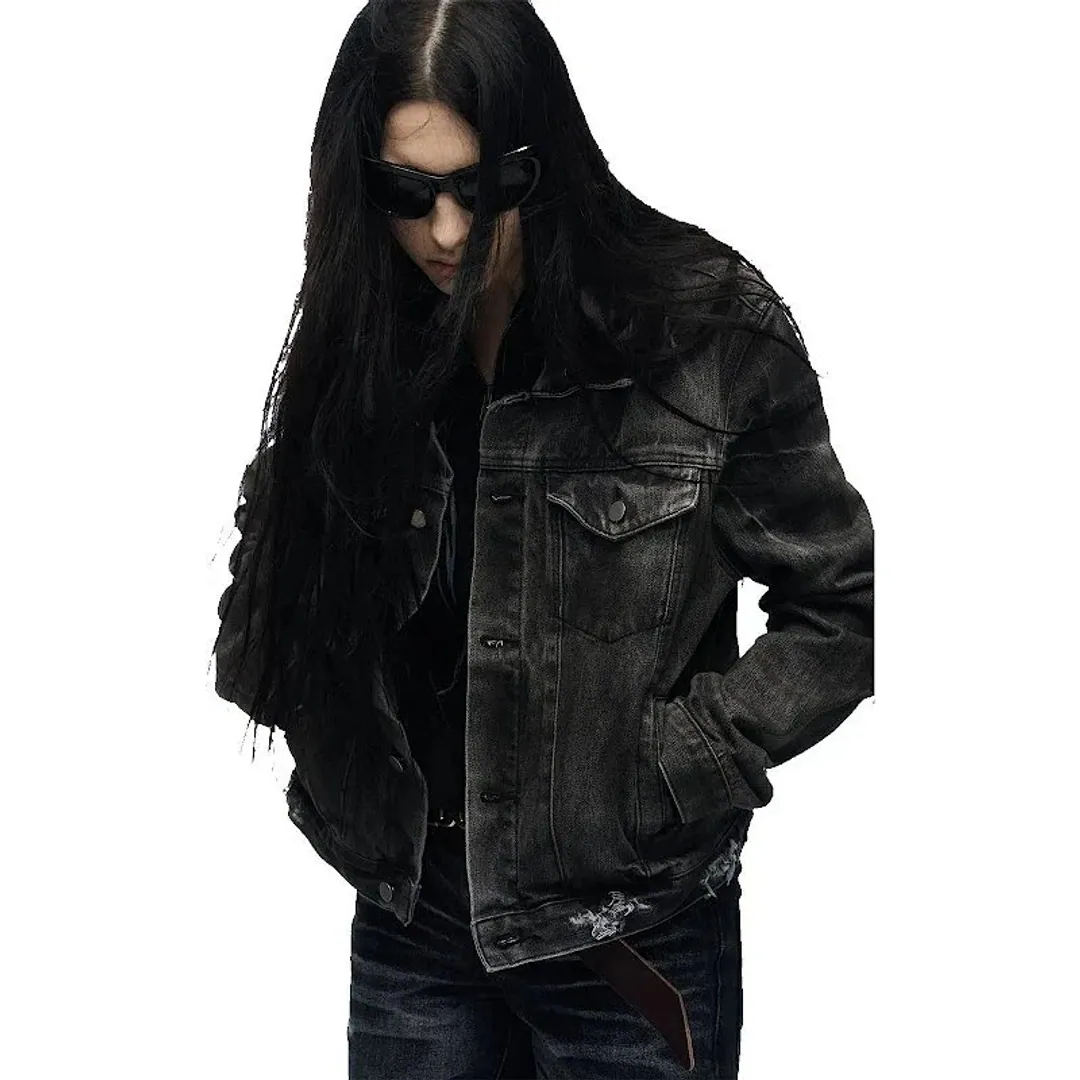 No E Mosen Lightning Crackle denim jacket