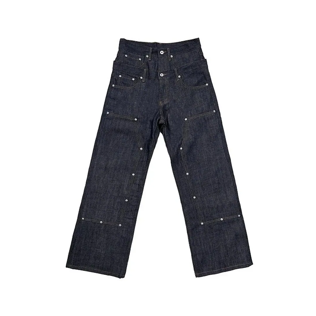 Wanna Lab Double waisted studded denim (2 styles)