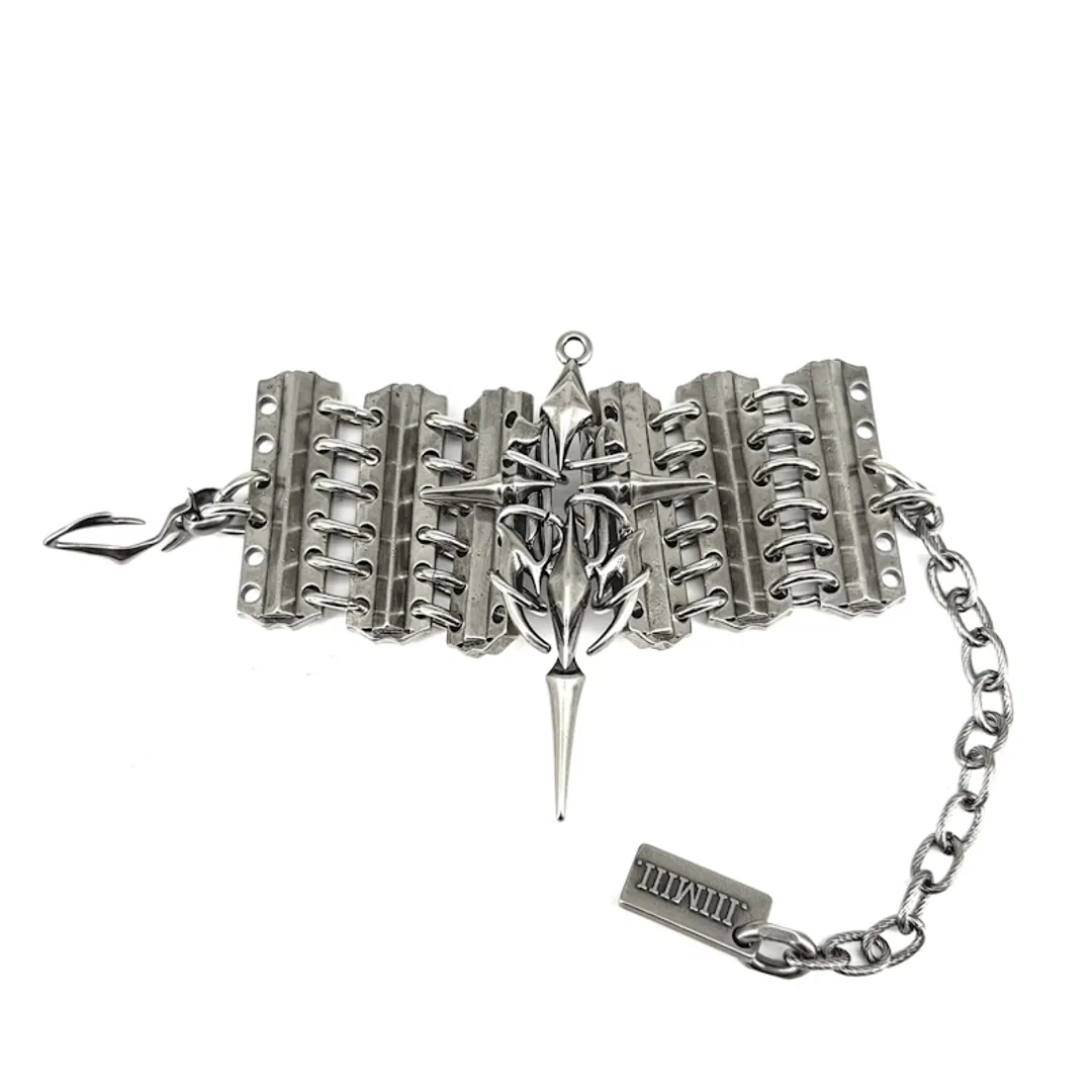Iiimiii Erosion Metal Series Cross Patchwork Brace Lace Bracelet