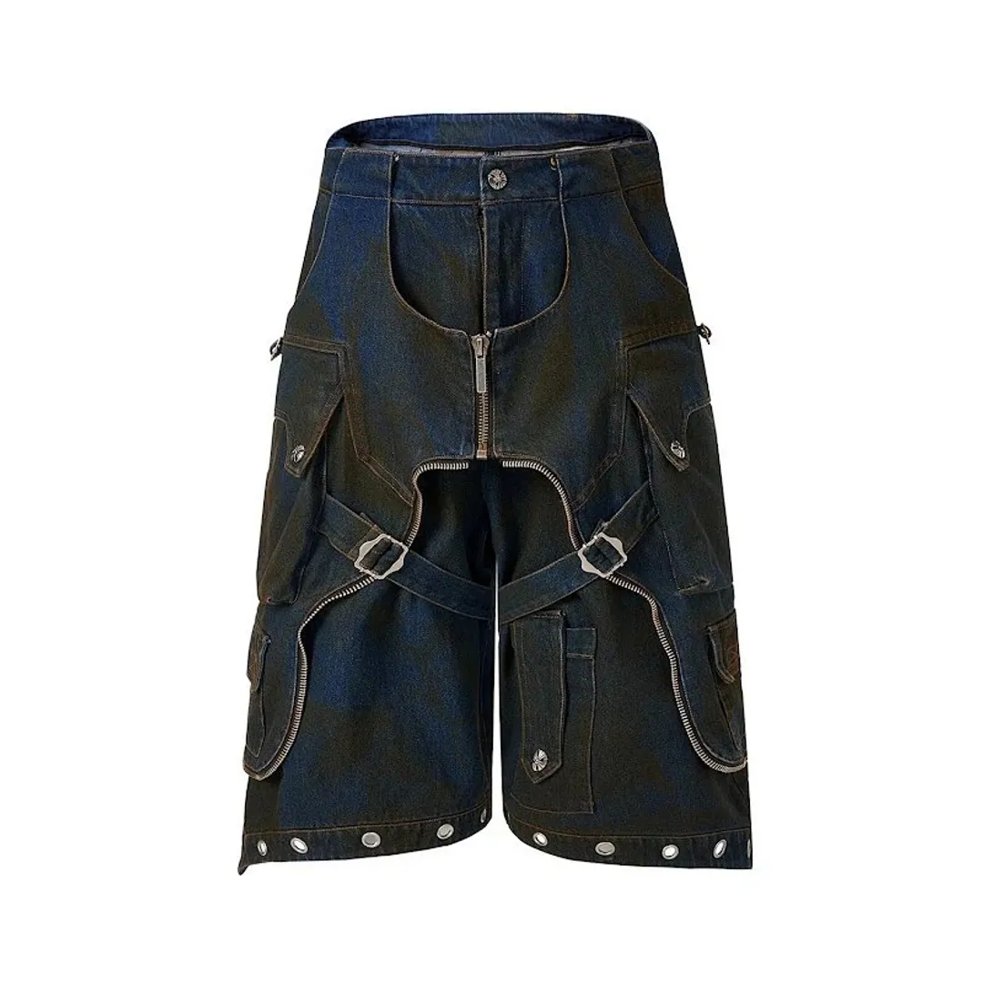 STARTEXCEEDEND Sea heavy industry denim shorts