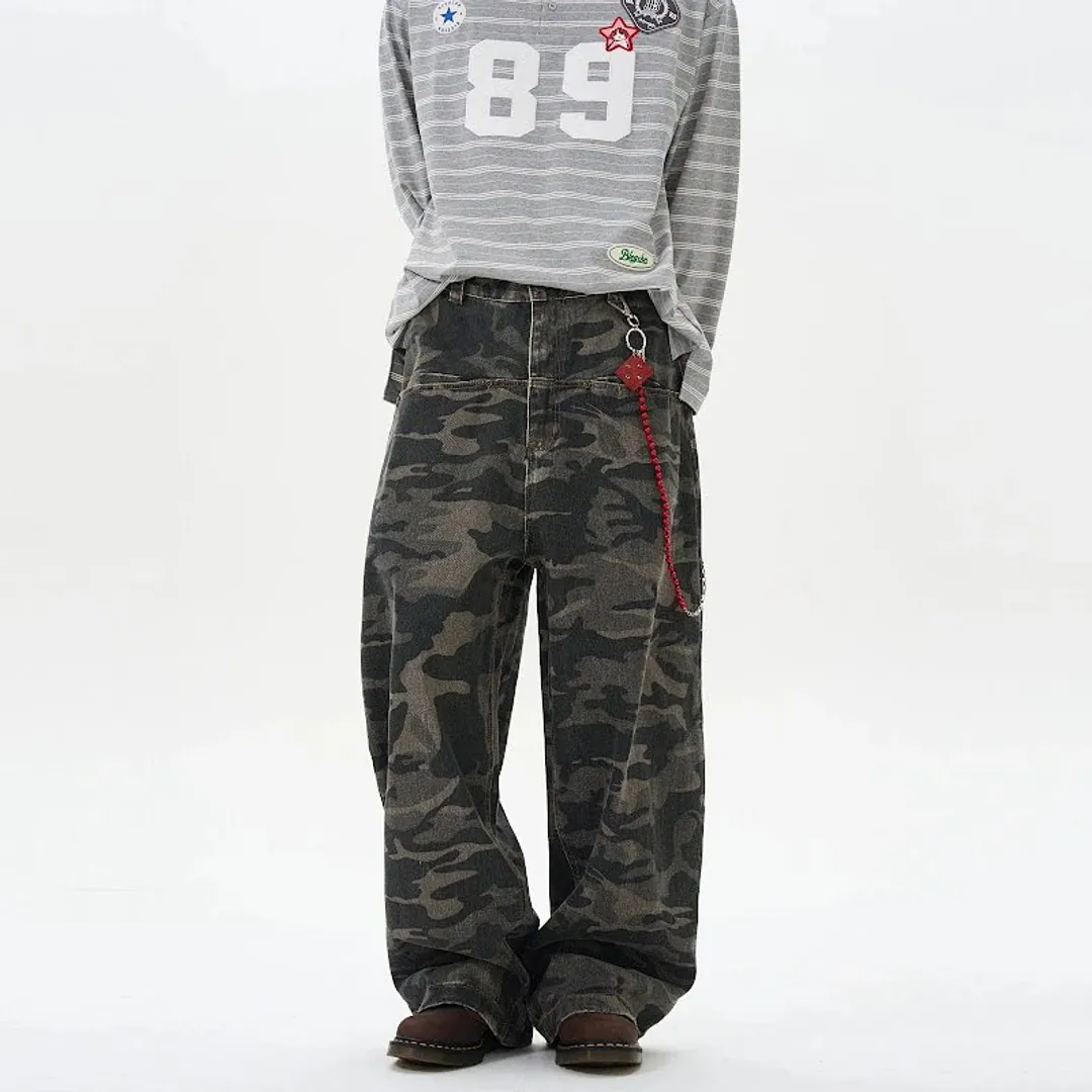 WLNEXT Double waist camo pants