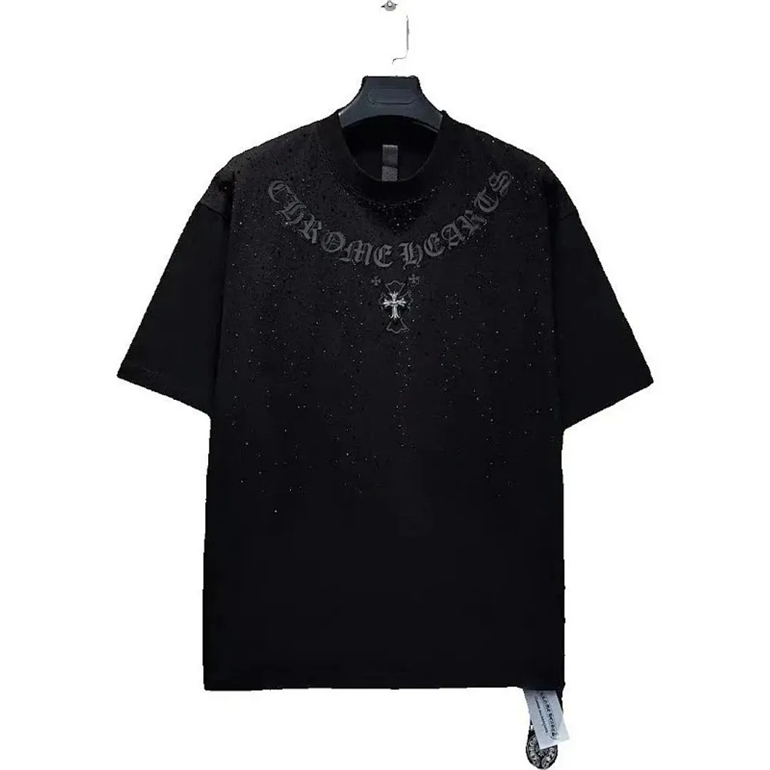 Chrome Hearts Shiny Tee with rhinestones