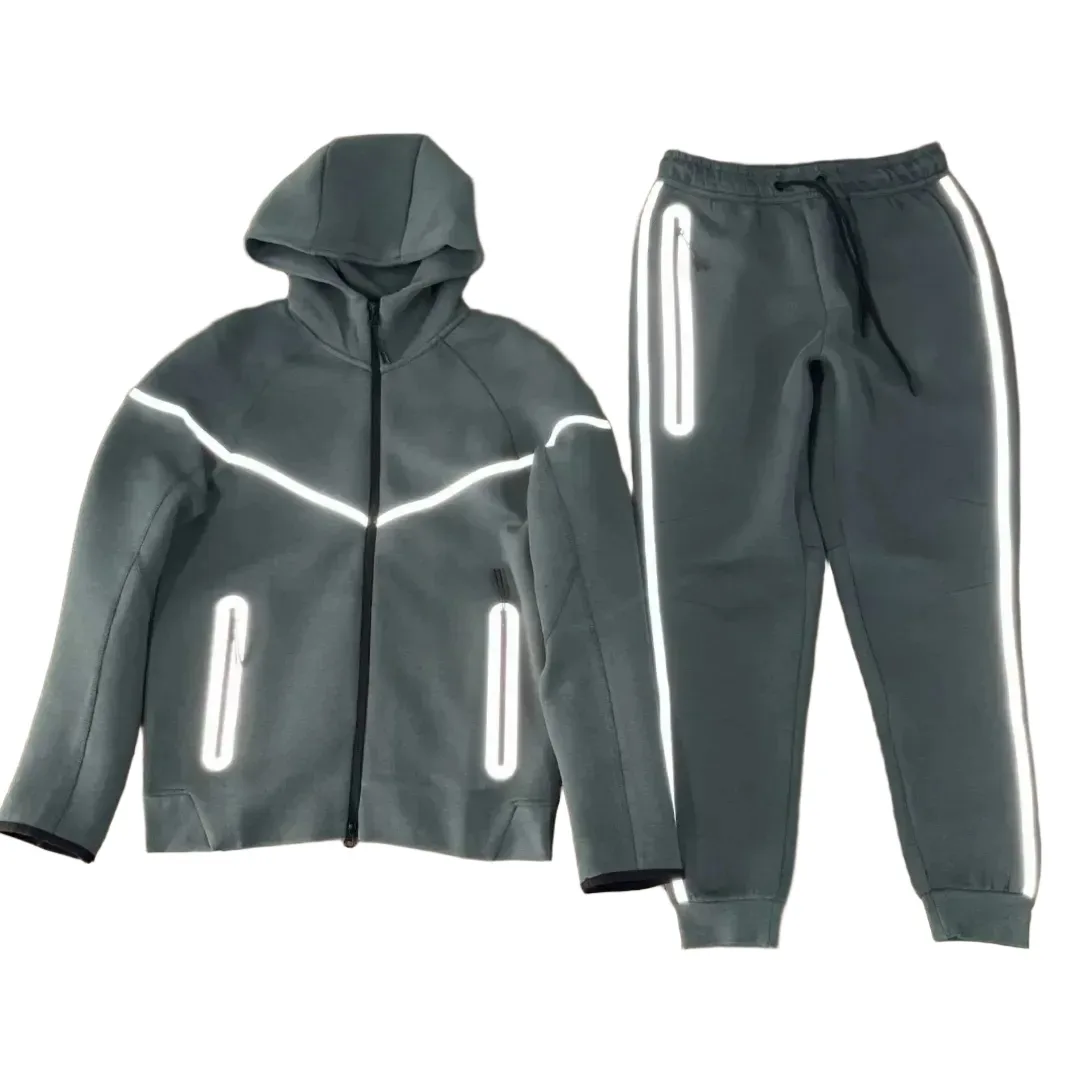 Nike Reflective Stripe Zip Hoodie Tracksuit Set