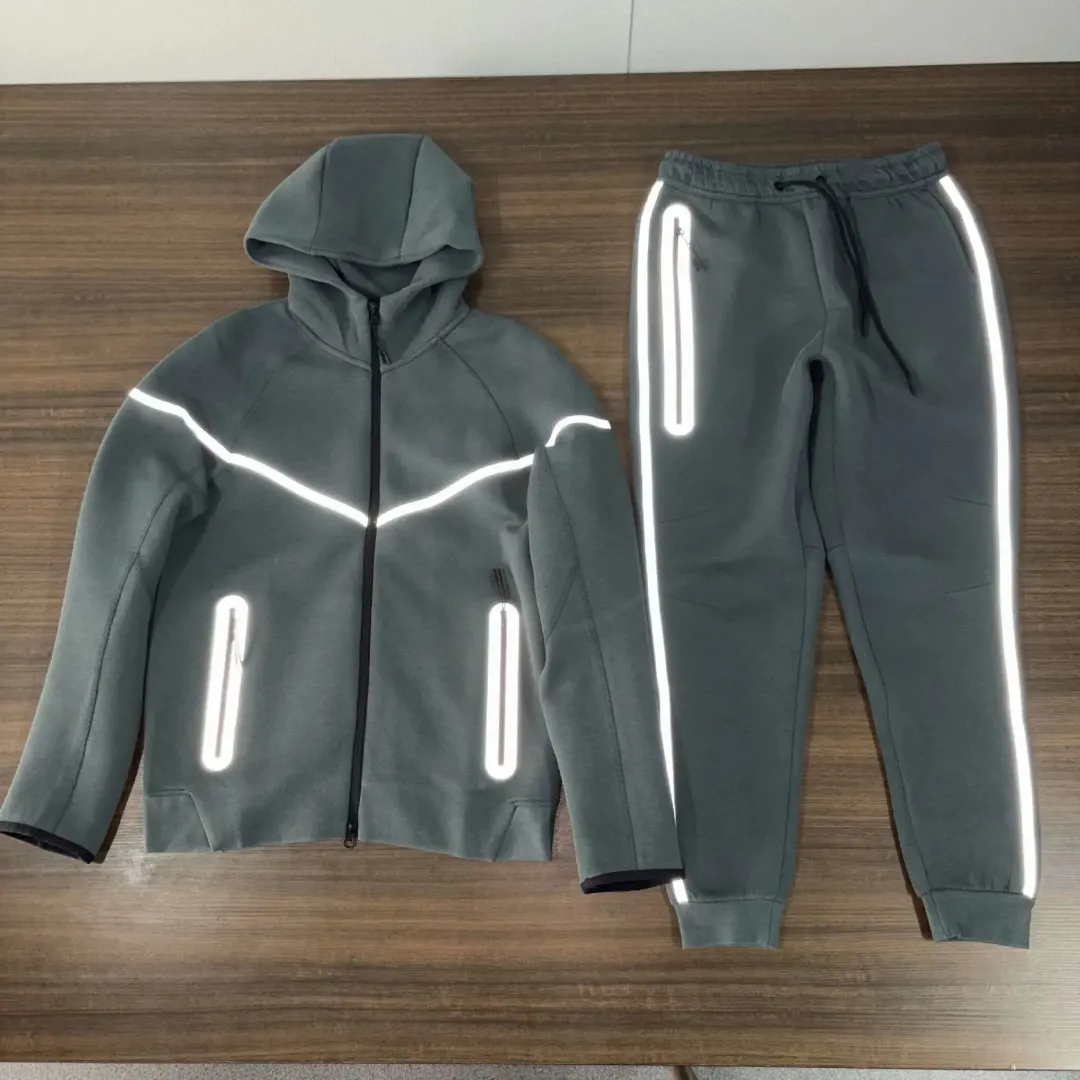 Nike Reflective Stripe Zip Hoodie Tracksuit Set