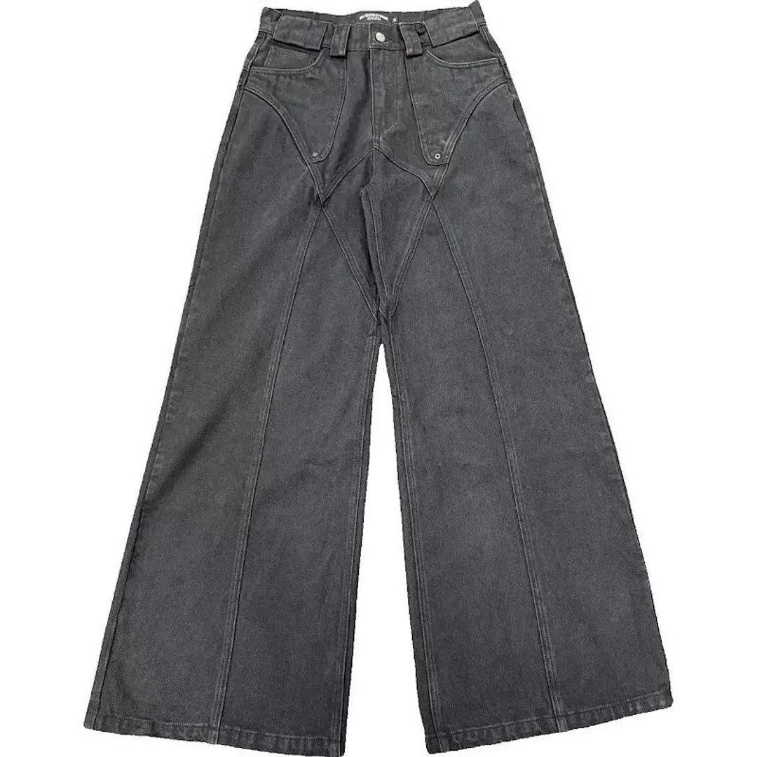 No Faith Studios faded wide denim
