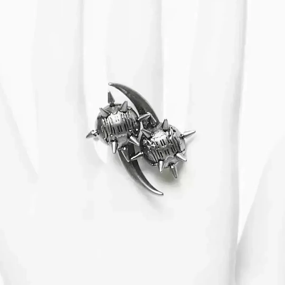 iimiii Residual Net I Series Dark Metal Beads Rivet Ring