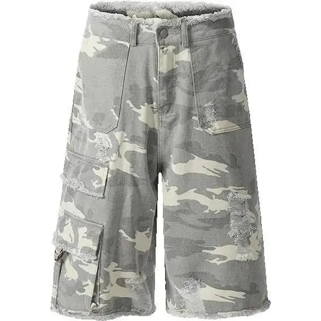 Feel Lonely Baggy camo shorts