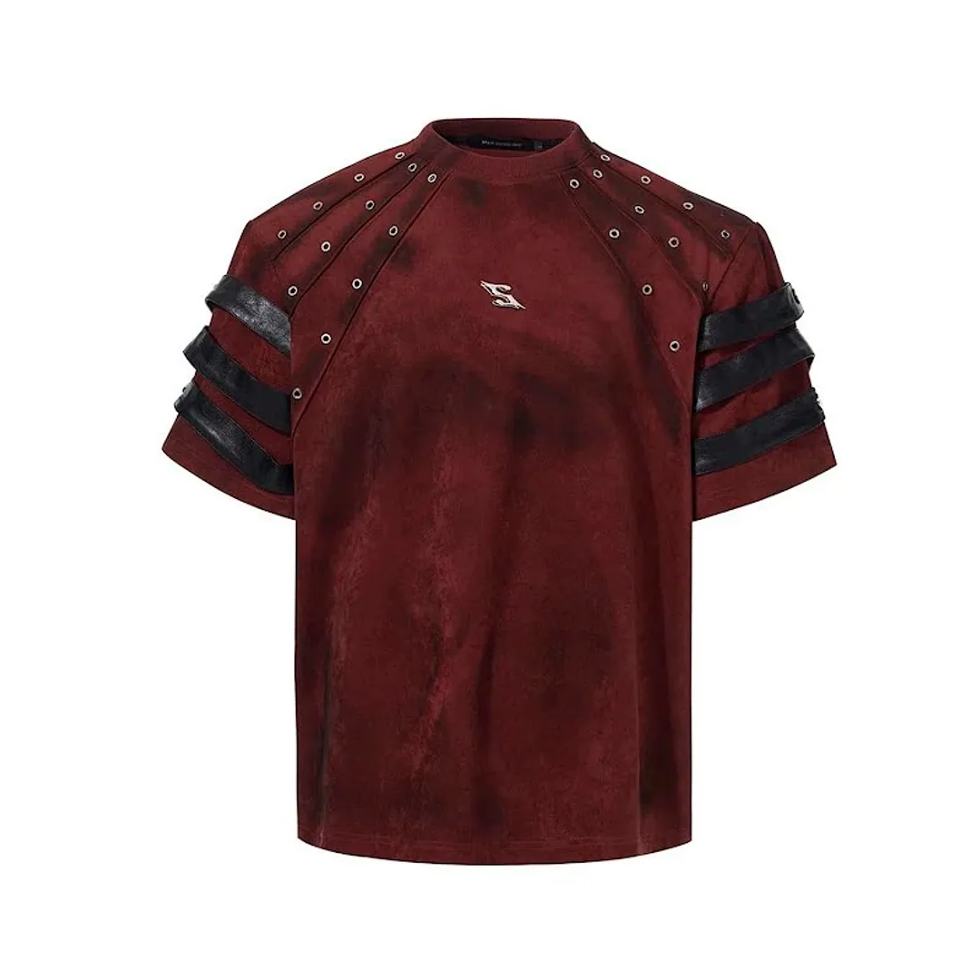 STARTEXCEEDEND Dirty leather layered tee