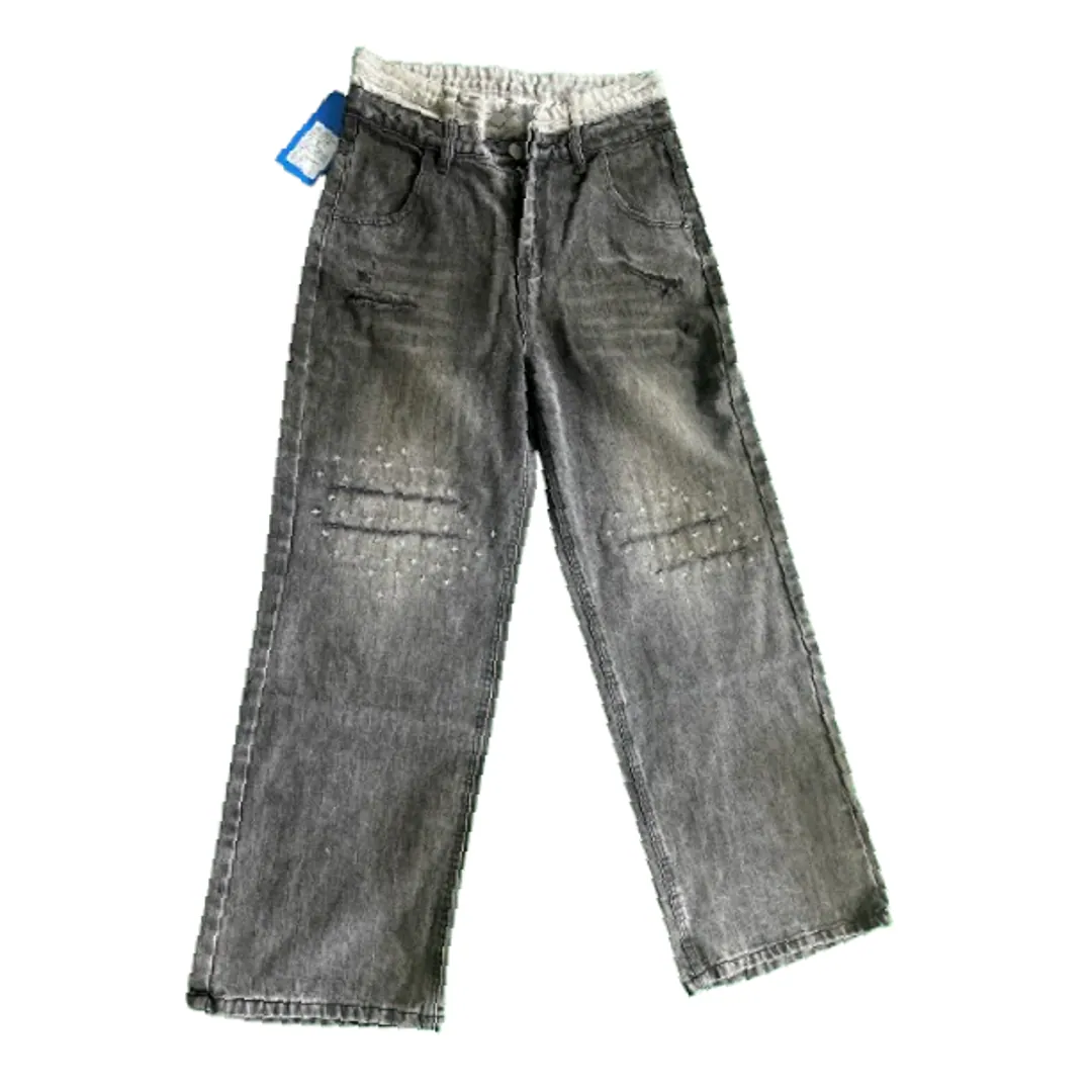 No Name Black Double Waist Jeans