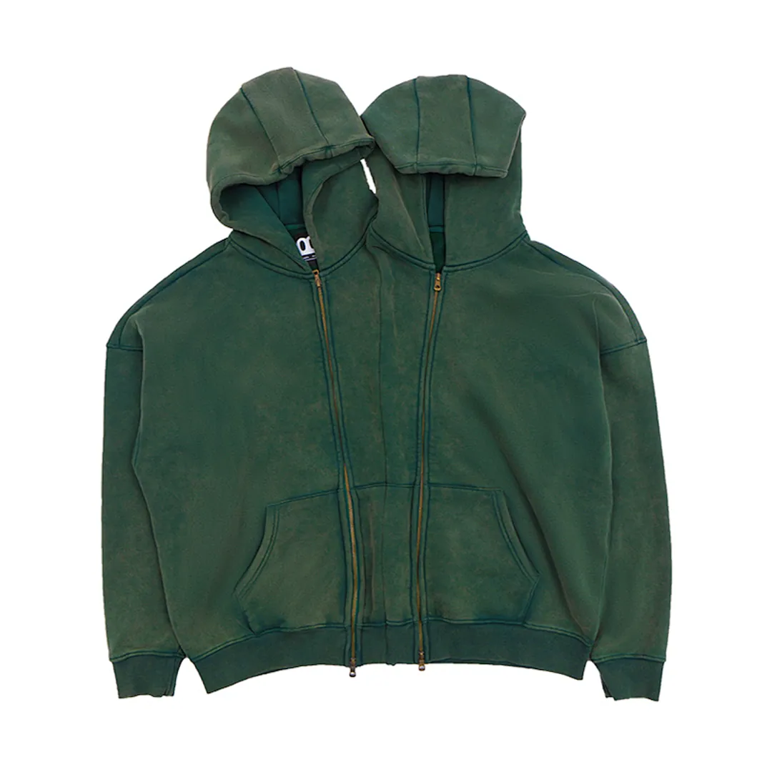 Nothingnessworld 23Aw ""Confusion"" Series Double Hood Distressed zip-up