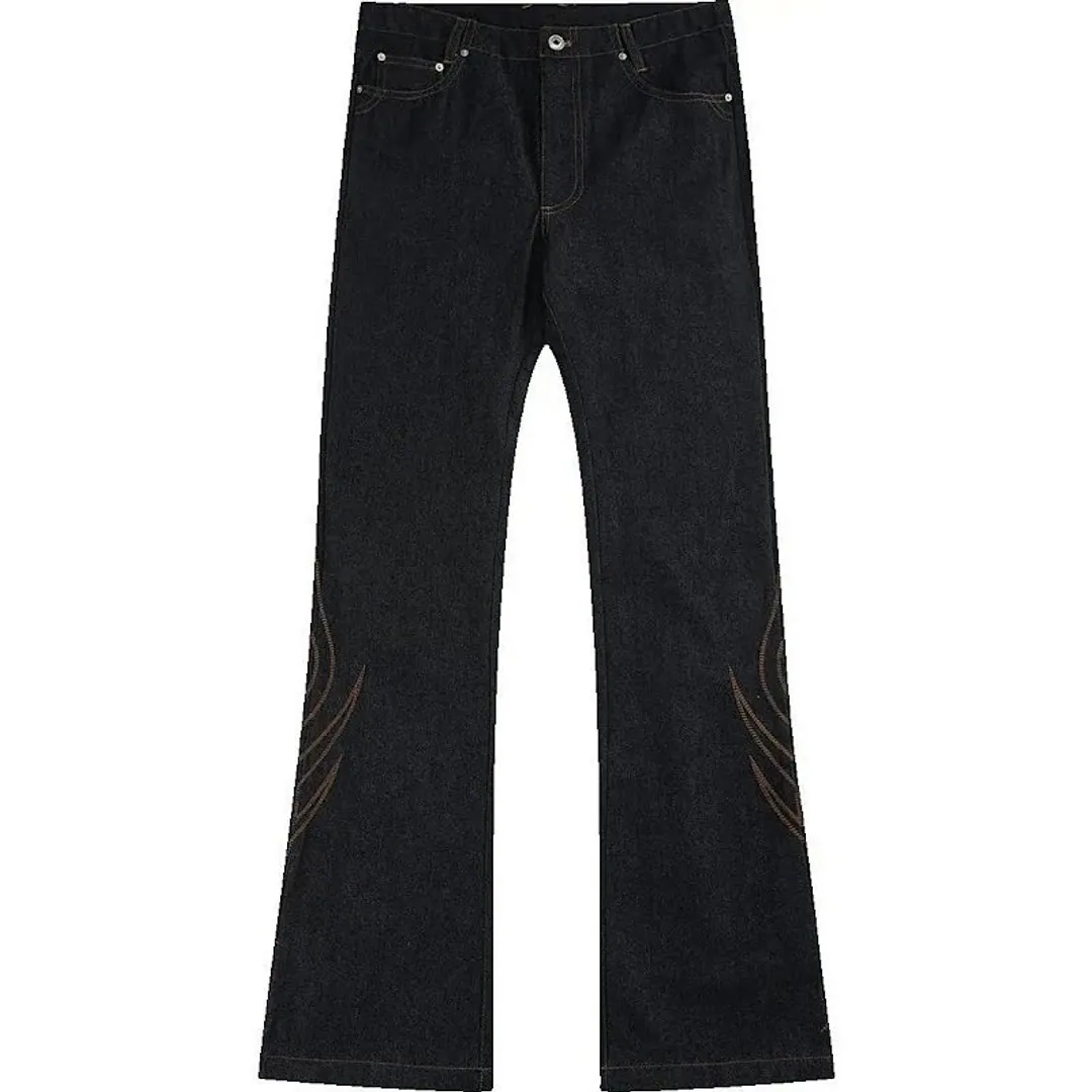 No E Mosen cheetah appliqué denim