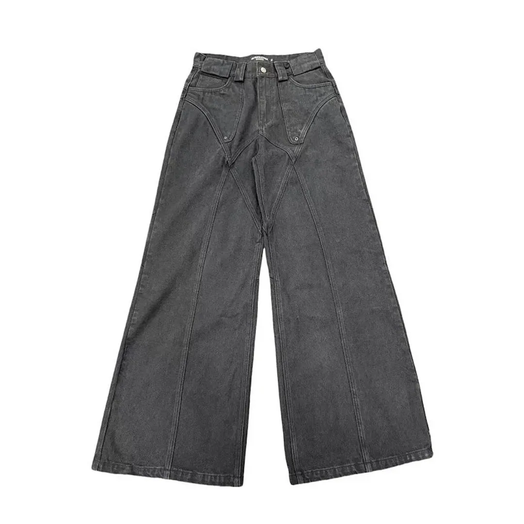 No Faith Studios faded wide denim