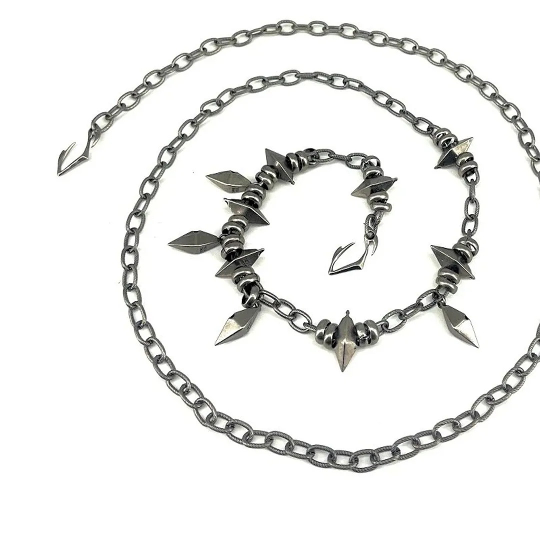 Iiimiii Residual Network I Series Dark Thorn Patchwork Long Necklace